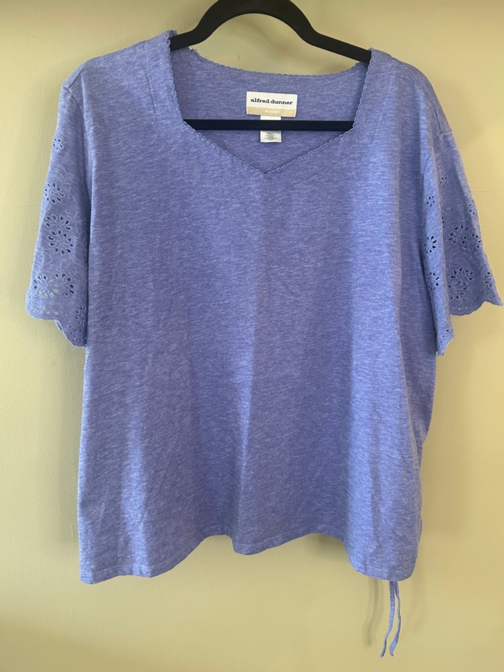 Alfred Dunner Periwinkle V-Neck Short Sleeve Top